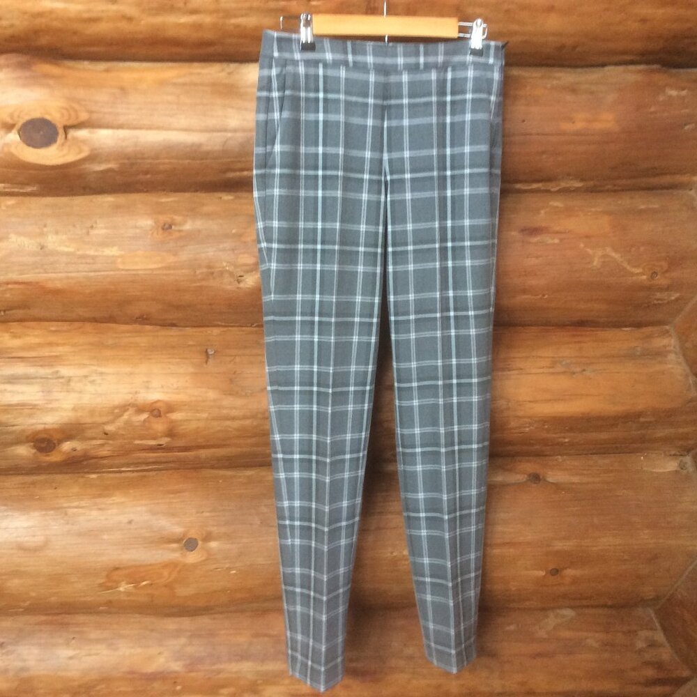 Kit & Ace Go To Gray Plaid High Waist Classic Sporty Trouser Pants Size 8